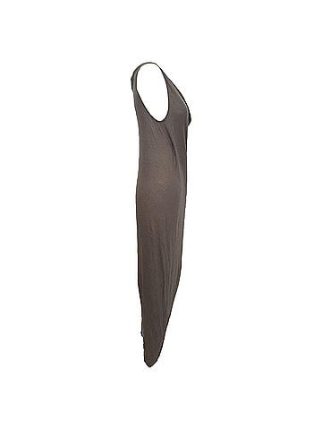 Rick Owens Rick Owens V-Neck Draped Midi Dress in Grey Cotton (view 2)