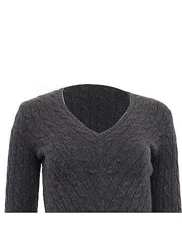 Ralph Lauren Ralph Lauren Black Label V-Neck Sweater in Charcoal Gray Cashmere (view 2)