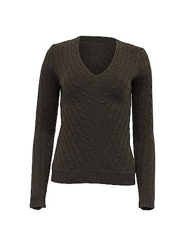 Ralph Lauren Ralph Lauren Black Label V-Neck Sweater in Olive Green Cashmere (view 1)