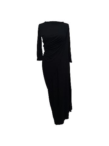 Rick Owens Rick Owens Draped Long Sleeve Maxi Dress in Black Cotton (view 1)