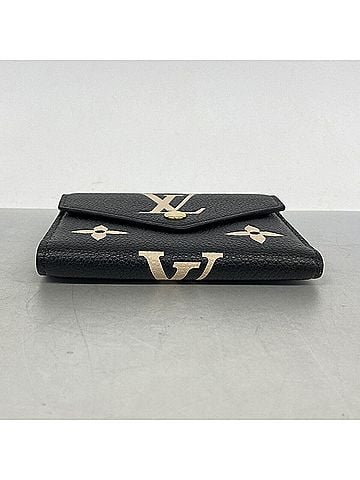 Louis Vuitton Louis Vuitton Tri-fold Wallet, Monogram Empreinte Bicolor Portefeuille Victorine M80968, Black/Beige, Women's (view 2)