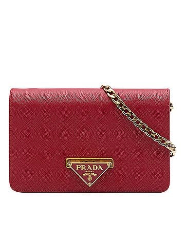 Prada Saffiano Lux Flip Lock Wallet on Chain (view 1)