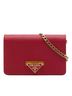 Prada 100% Leather Red Saffiano Lux Flip Lock Wallet on Chain One size - photo 1