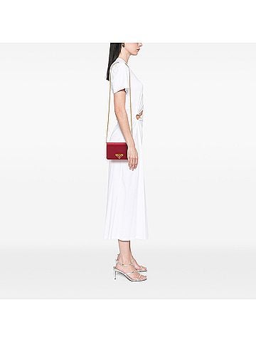 Prada Saffiano Lux Flip Lock Wallet on Chain (view 2)
