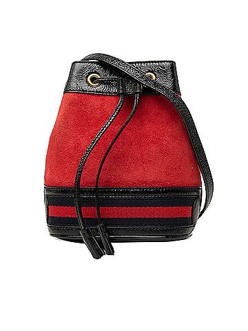 Gucci Mini Suede and Patent Web Ophidia Bucket Bag (view 1)
