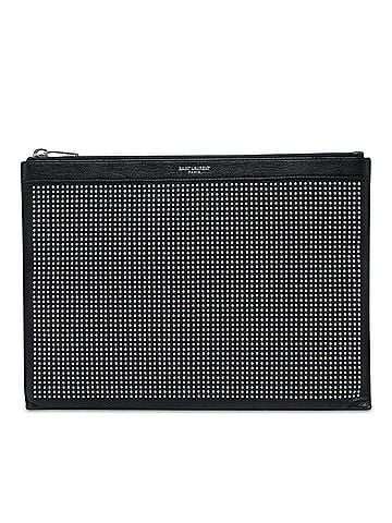Saint Laurent Studded Leather Clutch (view 1)