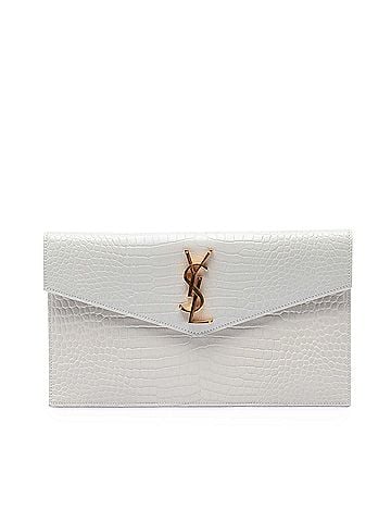 Saint Laurent Croc Embossed Leather Uptown Pouch (view 1)