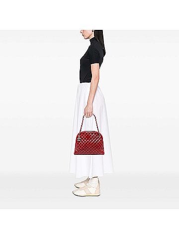 Chanel Large Quilted Crinkled Patent Just Mademoiselle Bowling Bag (view 2)
