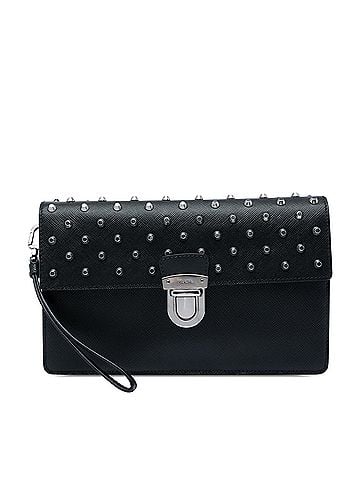 Prada Studded Saffiano Push Lock Wristlet Clutch (view 1)