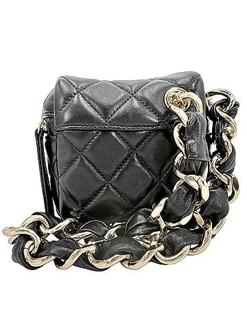 Chanel Chanel handbag for women, Matelassé mini bag/pouch, Coco mark, CHANEL lambskin, black, gold hardware. (view 2)