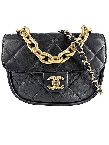 Chanel Chanel Women's Matelassé Handbag Chain Shoulder Bag Crossbody Coco Mark CHANEL Lambskin Black Gold Hardware (view 1)
