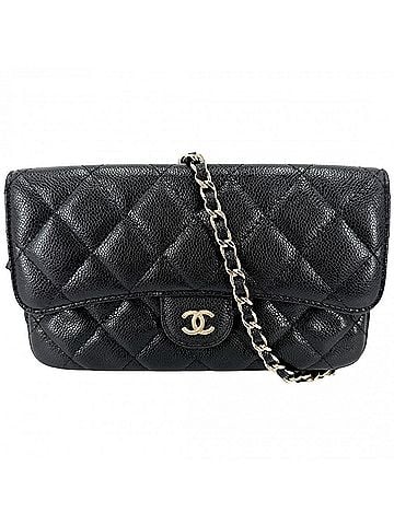 Chanel Chanel Women's Matelassé Flap Shoulder Bag, Phone Case, Chain Wallet, Crossbody Coco Mark, Caviar Leather, Black, Gold Hardware (view 1)