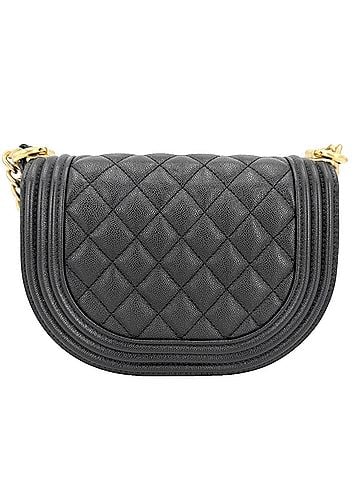 Chanel Chanel Women's Matelassé Half Moon Shoulder Bag, Coco Mark, Crossbody Boy Chanel, Caviar Leather, Black, Antique Gold Hardware (view 2)