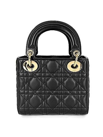 Christian Dior Christian Dior handbag for women, Cannage Lady Mini, small size, lambskin, black, gold hardware. (view 2)