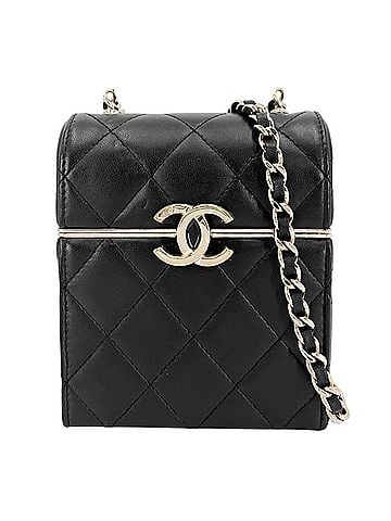Chanel Chanel women's shoulder bag, Matelassé, Coco Mark, mini CHANEL lambskin, black, gold hardware. (view 1)