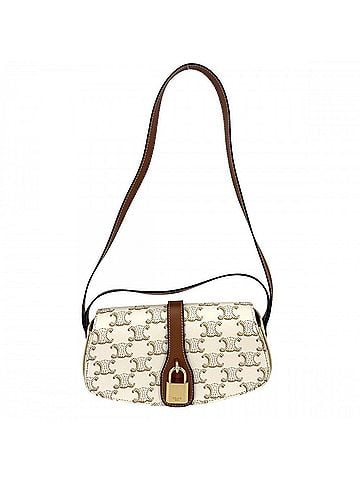 Céline Celine Taboo Triomphe Shoulder Bag for Women, Coated Canvas Leather, White, Brown, Gold Hardware (view 1)