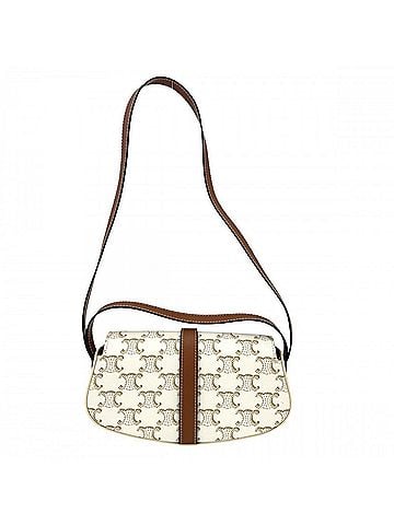 Céline Celine Taboo Triomphe Shoulder Bag for Women, Coated Canvas Leather, White, Brown, Gold Hardware (view 2)