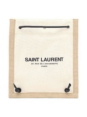 Yves Saint Laurent SAINT LAURENT PARIS Yves Saint Laurent University Flat Shoulder Bag Backpack Canvas Beige 710272 (view 1)