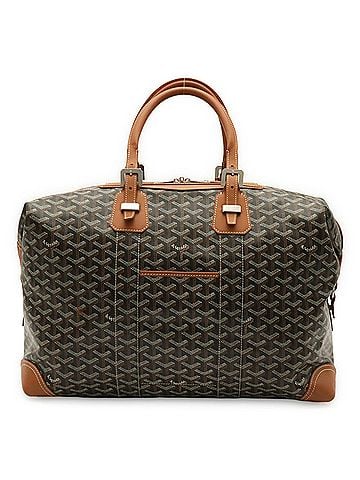 Goyard GOYARD Boeing 45 Boston Bag, Herringbone Pattern, Black/Brown (view 1)