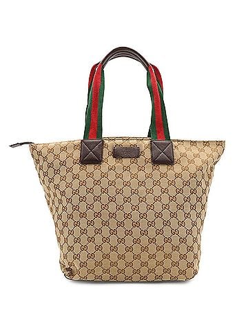 Gucci GUCCI GG Canvas Sherry Line Tote Bag Shoulder Leather Beige Dark Brown 131231 (view 1)