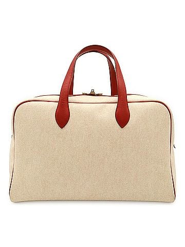Hermès HERMES Victoria 43 Boston Bag Travel Toile H Leather Beige Red (view 1)