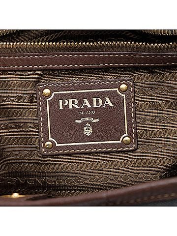 Prada Vitello Daino Trimmed Canvas Canapa Logo Satchel (view 2)