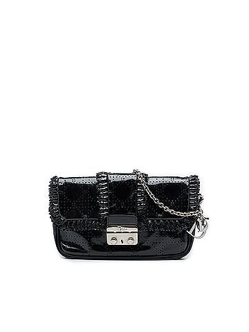 Dior Perforated Patent Cannage New Lock Ruffle Pouch Crossbody (view 1)