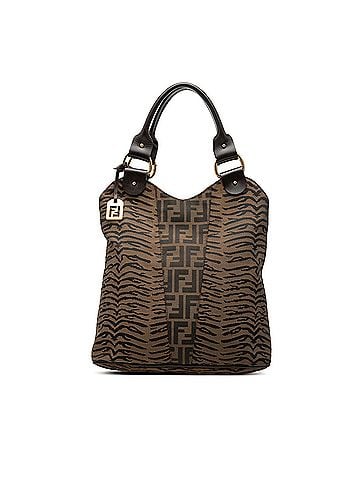 Fendi Zucca Zebra Print Canvas Diavolo Trapezio Tote (view 1)