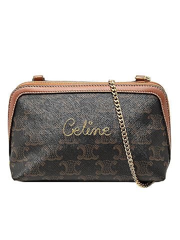 Céline Triomphe Coated Canvas Embroidered Logo Clutch On Chain (view 1)