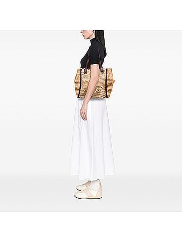 Chloé Small Raffia Embroidered Logo Iconic Tote (view 2)