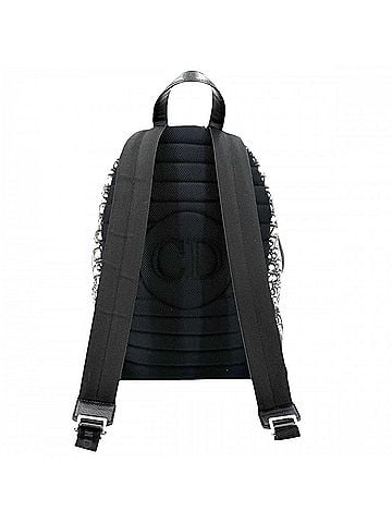 Christian Dior Christian Dior Men's Rider Backpack, Oblique Design, Canvas and Leather, Beige/Navy, Silver Hardware (view 2)