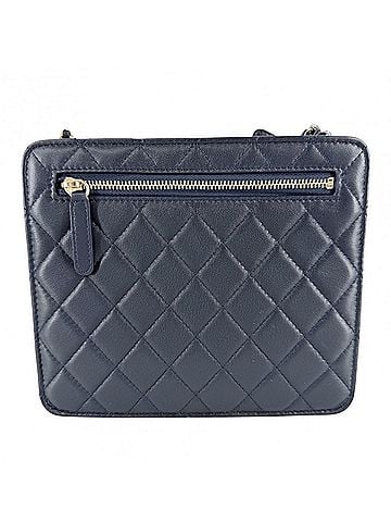 Chanel Chanel women's shoulder bag, Matelassé style, Coco Mark, crossbody lambskin, navy blue, gold and silver hardware. (view 2)