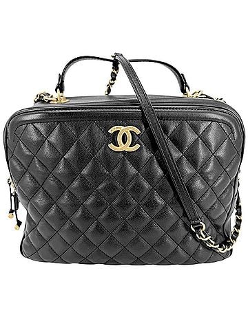 Chanel Chanel Women's Matelassé Vanity Bag, Chain Shoulder Handbag, Crossbody CHANEL Leather, Black, Gold Hardware (view 1)