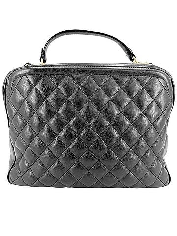 Chanel Chanel Women's Matelassé Vanity Bag, Chain Shoulder Handbag, Crossbody CHANEL Leather, Black, Gold Hardware (view 2)