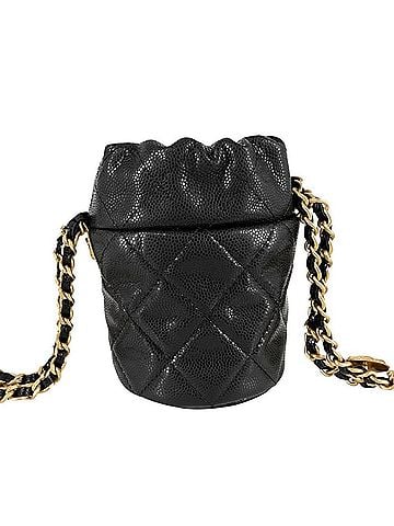 Chanel Chanel Women's Matelassé Shoulder Bag, Coco Mark Mini Drawstring, Crossbody CHANEL Caviar Leather, Black, Gold Hardware (view 2)
