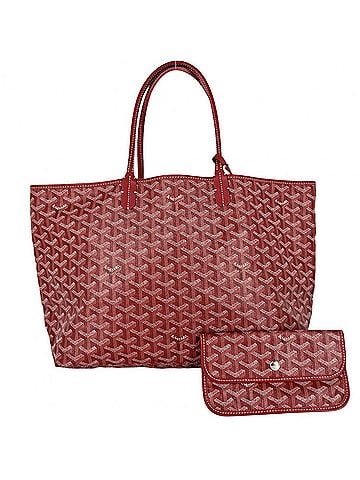 Goyard Goyard Saint Louis PM Tote Bag for Women, Handbag with Pouch, Shoulder Bag, Coated Canvas and Leather, Red, Silver Hardware (view 1)