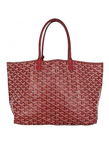Goyard Goyard Saint Louis PM Tote Bag for Women, Handbag with Pouch, Shoulder Bag, Coated Canvas and Leather, Red, Silver Hardware (view 2)