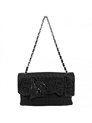 Chanel Chanel Shoulder Bag for Women, Icon Chocolate Bar Mini Chain Bag, Coco Mark, Camellia, Lambskin, Black, Silver Hardware (view 1)