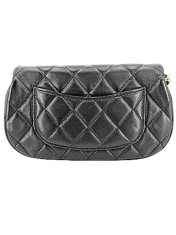Chanel Chanel women's shoulder bag, Matelassé, Coco Mark, crossbody chain pochette, CHANEL lambskin, black, matte gold hardware. (view 2)