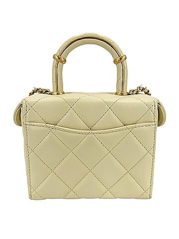 Chanel Chanel Women's Matelassé Vanity Handbag Shoulder Bag Crossbody Coco Mark CHANEL Lambskin Yellow Gold Hardware (view 2)
