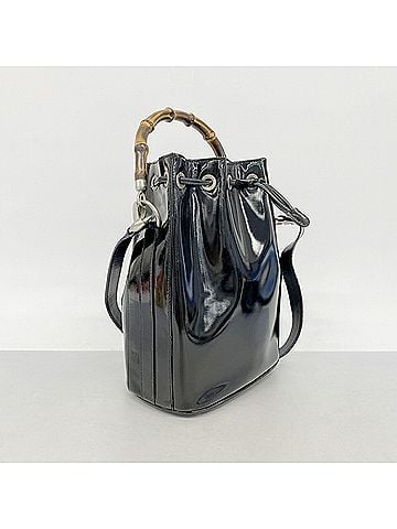 Gucci Gucci Bamboo Handbag 001 2865 1657 Patent Black Women's (view 2)