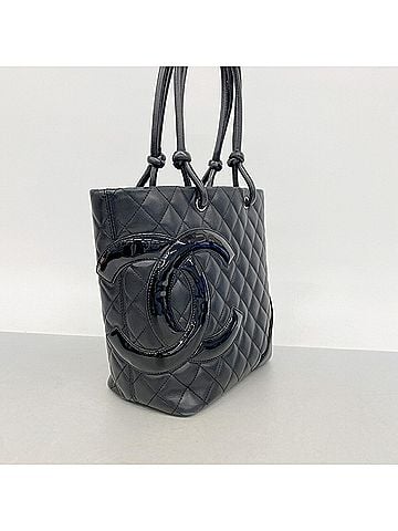 Chanel Chanel Cambon Leather Tote Bag, Black, Women's (view 2)