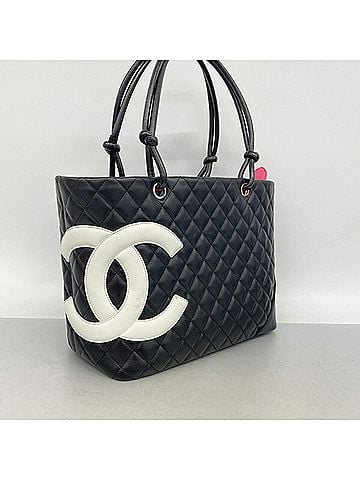 Chanel Chanel Cambon Leather Tote Bag, Black, Women's (view 2)