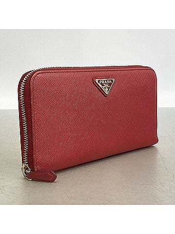 Prada Prada long wallet, Saffiano leather, red, women's. (view 2)