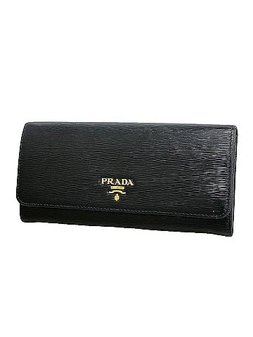 Prada Prada Vitello Leather Long Wallet, Black, Men's &amp; Women's (view 1)
