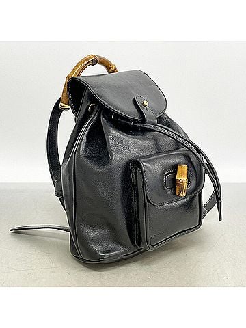 Gucci Gucci Bamboo Backpack (003 1705 0030) Leather, Black, Women's (view 2)