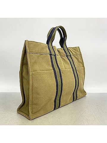 Hermès Hermes Fourre-Tout MM Canvas Tote Bag, Khaki, Women's (view 2)
