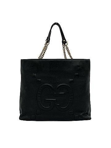 Gucci GUCCI GG Logo Leather Chain Tote Bag Semi-Shoulder Black 16130 (view 1)