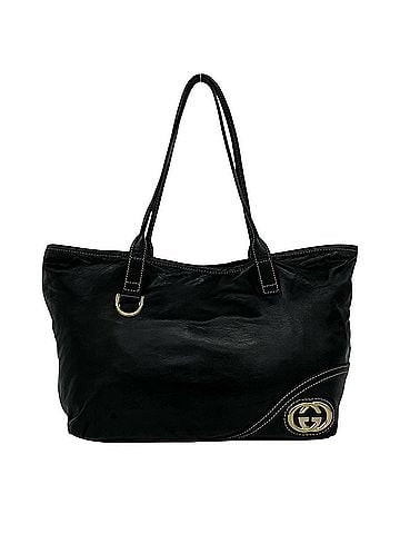 Gucci GUCCI New Brit GG Logo Hardware Leather Semi-Shoulder Bag Tote Black 34877 (view 1)