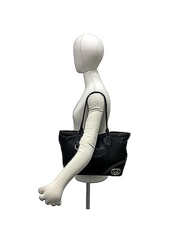 Gucci GUCCI New Brit GG Logo Hardware Leather Semi-Shoulder Bag Tote Black 34877 (view 2)